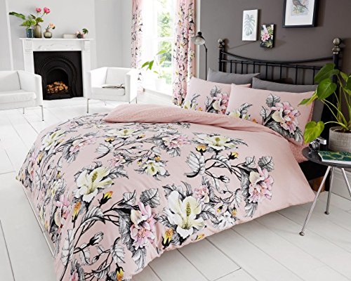GC GAVENO CAVAILIA Luxury Geometric Duvet, Floral Quilt Set, Polycotton Bed Covers, Eden-Pink, King