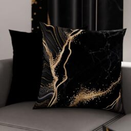 PETTI Artigiani Italiani - Pair of 45 x 45 cm Microfibre Cushion Covers, Bedroom Furniture, Sofa, Living Room, Set of 2 Cushion Covers, Black Marble Pillowcase, 100% Made in Italy