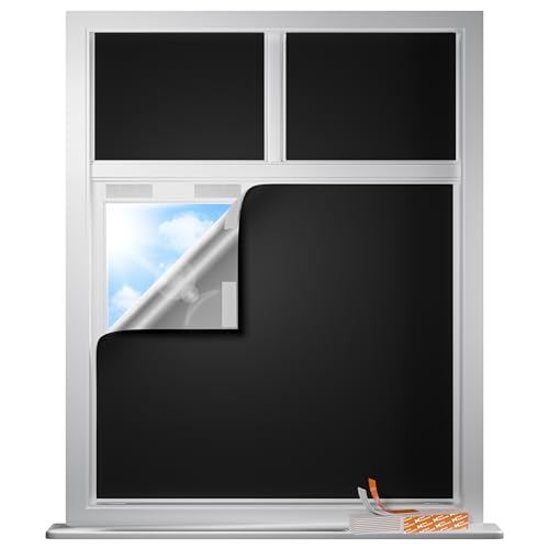 Dailycooper Portable Blackout Curtains 17???x 36???, 100% Blackout Window Curtains (Fits Windows 17???- 48??? Wide) for Indoor Use with Hook & Loop Strips, Temporary Blackout Shades for Baby Nursery or Travel