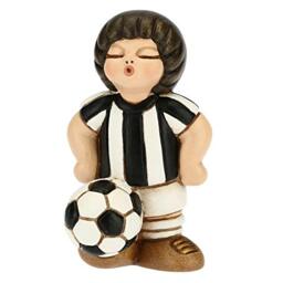 THUN - Baby Ornament Footballer White-Black - Bedroom Accessories and Favors - Favors Line - Small Size - Ceramic - 4,5 x 4,5 x 7 h cm