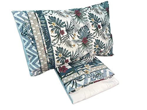zer0bed, Double Bed Sheet, Tropical Bed Sheet, Top Sheet, Fitted Sheet, Pillowcase, 100 Percent Pure Cotton, Tropical Pattern, Bedroom
