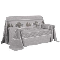 PENSIERI DELICATI Sofa Cover 180 x 290 cm, Made in Italy, 100% Pure Cotton, Beige Chalet Pattern, Ideal as a Furniture, Sofa or Summer Bedspread (Single Bed)