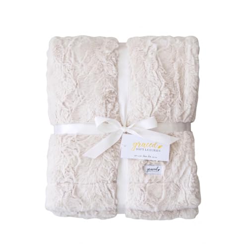 "GRACED SOFT LUXURIES Softest Warm Elegant Cozy Faux Fur Home Throw Blanket (Solid Ivory, Extra Large 60"" x 80"")"