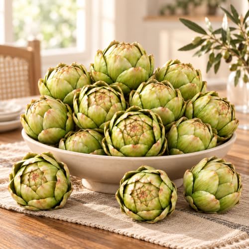 Timgle 16 Pcs Green Artificial Artichokes Fake Vegetables and Fruits for Summer Kitchen Wedding Bowl and Vase Decorations (Large)