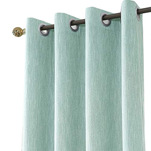 Melodieux 1 Panel Cotton Blend Room Darkening Curtain Blackout Eyelet Thermal Insulated Window Drapes for Livingroom, Bedroom (Blue, 46 x 90 Inch Drop)