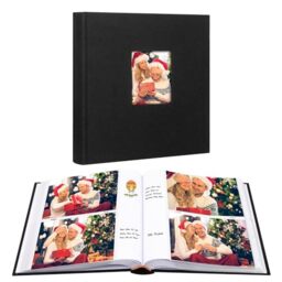 Aevdor 240 Pockets 5x7 Photo Album with Writing Space, Large Capacity Photo Album 5x7 Holds 240 Photos, Linen Cover Acid Free Photo Book with Memo for Baby Family Anniversary Wedding Pictures, Black