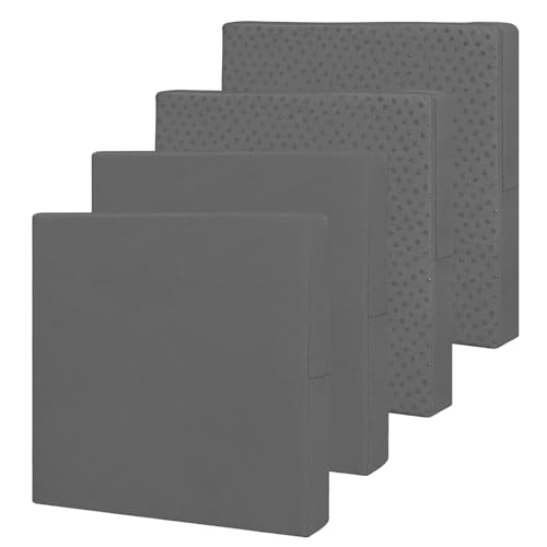 Easy-Going Waterproof Patio Cushion Covers ONLY Cover 24x24x4 inch 4 Pack Replacement Non-Slip Outdoor Seat Cushion Slipcover with Zipper. Dark Gray