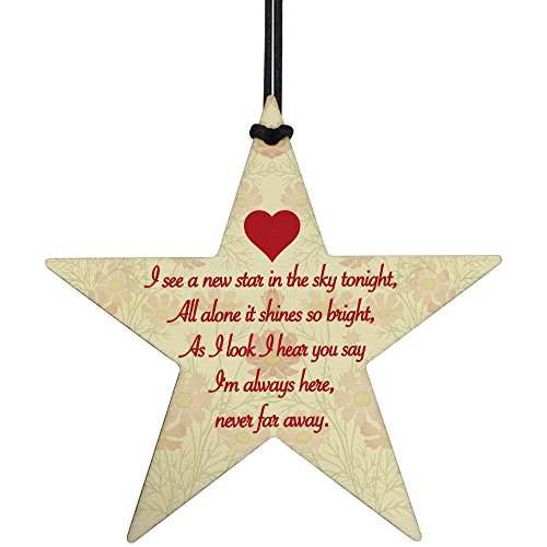 Red Ocean Star In The Sky Memorial Bereavement Grief Gift Hanging Plaque Xmas Tree Decoration Sign