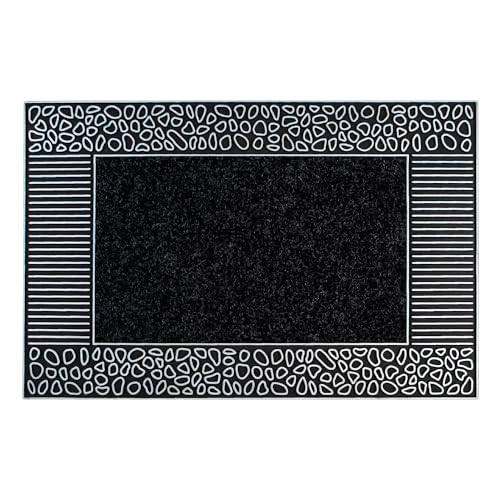 JVL Rico PVC and Carpet Indoor Metallic Doormat, Pebbles