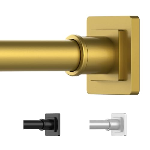 UIOSANRT Gold Shower Curtain Rod 31-68 Inches Non-Slip Shower Rod Tension Mounted No Drill Shower Curtain Rods Spring Tension Rod Adjustable Tension Curtain Rod for Windows Bathroom
