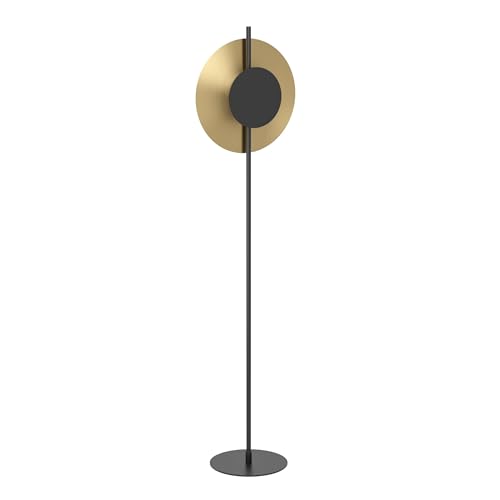 Eglo LED Floor lamp Tocina, Standing Light with indirect Lighting, Elegant Light, Living Room Made of Metal in Black and Brushed Brass, Warm White, H 150 cm