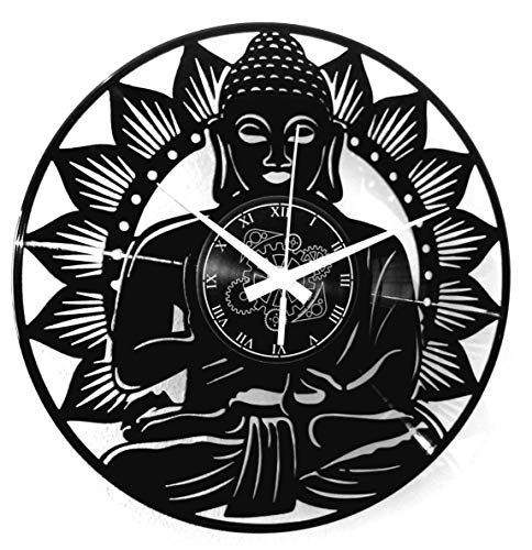 Instant Karma Clocks - Buddha Wall Clock - Zen Decoration - Oriental Art - Ethnic Style - Spiritual Design - Meditation Decor