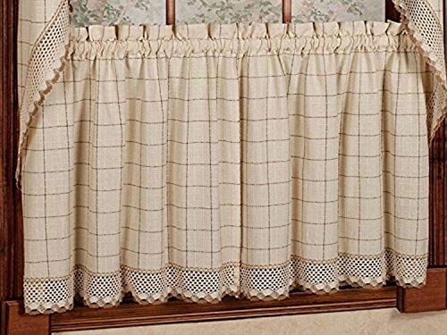 "Sweet Home Collection Panels Sheer Rod Pocket Unique Styles and Prints, Cotton, Adirondack Toast, 2"" W x 9"" L (Pack of 1)"
