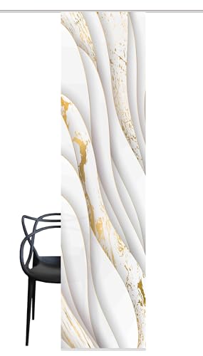 HOME WOHNIDEEN 84129 - GULDO Sliding Curtain Opaque Decorative Fabric 3D Motif 245 x 60 cm (Height x Width), Colour: Gold