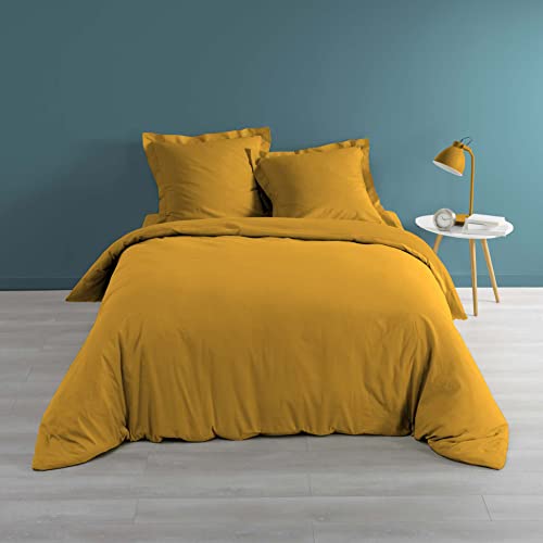 douceur d'intérieur, Duvet Cover (260 x 240 cm) Percaline Ochre, Cotton Percale