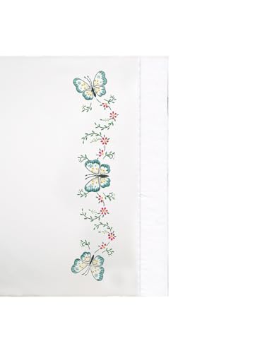 "Design Works Crafts Stamped Embroidery Aqua Butterfly Pillowcases (Set of 2), 20 by 30"""
