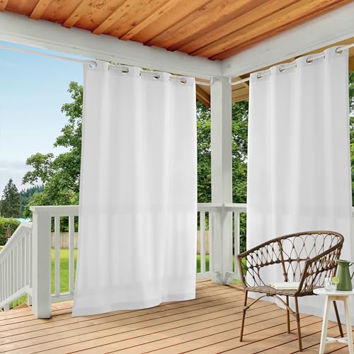 Exclusive Home Curtains EH7999-01 2-84G Indoor/Outdoor Solid Cabana Grommet Top Window Curtain Panel, Polyester, Winter White, 54x84
