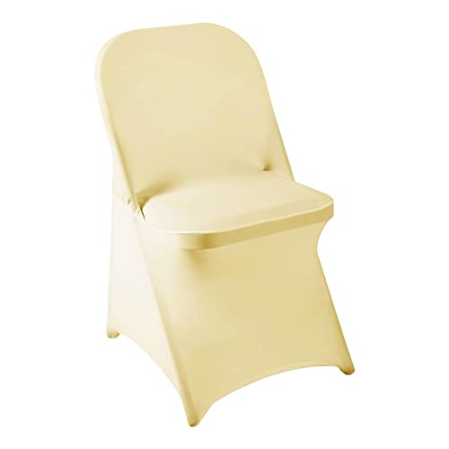 Howhic Folding Chair Covers for Party 36pcs, Champagne Universal Spandex Chair Covers for Folding Chairs, Stretchy Fitted Chair Covers for Wedding, Party, Banquet, Conference (36pcs, Champagne)