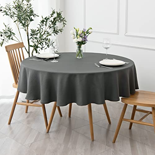 maxmill Round Textured Tablecloth Spill-Proof Wrinkle Free Soft Jacquard Table Cloth for Round Table Cover, for Dining Room Buffet Banquet Parties Holiday Dinner, 70 Inch Charcoal