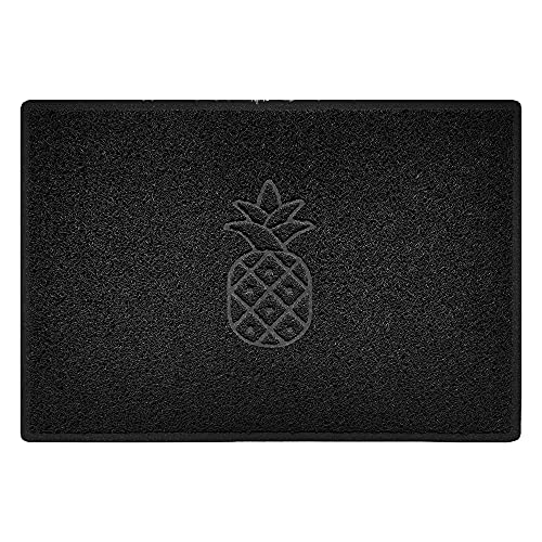 Nicoman Pineapple Embossed Shape Door Mat Dirt-Trapper Washable Barrier Doormat-(Use Indoor or Sheltered Outdoor)-(90x60cm/3x2ft,Large) Black