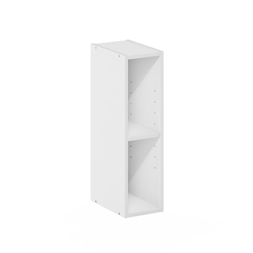 Furinno FULDA Book Shelf, 2-Tier Narrow Bookshelf, Bookcase with 6-In Width Storage Shelf, 9.3 x 5.9 x 21.2, for Living Room, Bedroom, Home Office, White