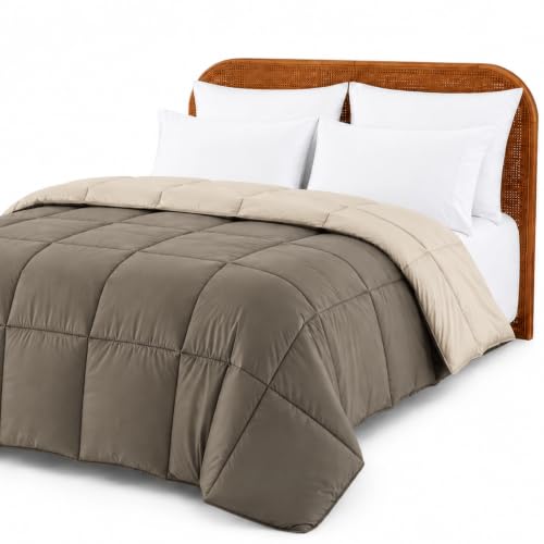 Modern Threads Amrapur Overseas Soft, Comfortable Alternative to Goose Down-Bedding for All Seasons, Polyester Blend, Stone/Champagne, King