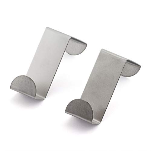JCBIZ 2-Pack Over The Door Hooks Stainless Steel Seamless Nail-Free Bathroom Kitchen Home Office Z Shape Single Colorful Back Door Hook Rack Hanger Organizer Cloth Bag Towel Scarf Hat Silver
