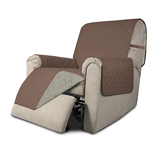 Easy-Going Recliner Sofa Slipcover Reversible Sofa Cover Water Resistant Couch Cover Furniture Protector with Elastic Straps for Pets Kids Children Dog Cat (Recliner 18-20 in, Brown/Beige)