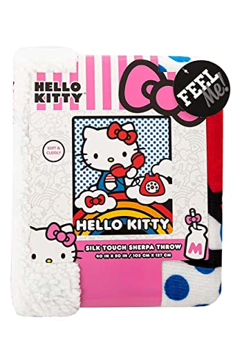 "Northwest Hello Kitty Silk Touch Sherpa Throw Blanket, 40"" x 50"", On The Phone"