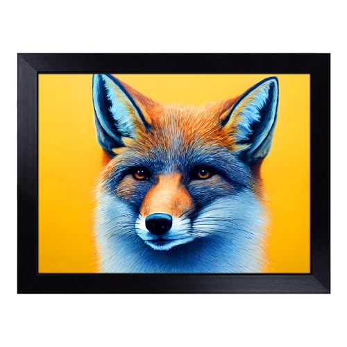 Lap Tray with Bean Bag Cushion, Classic Fox - Handmade in the UK, Raised Wooden Edge, Padded Cushion, Heat-Resistant Wipe-Clean Surface, for Meals, Laptops and Crafts