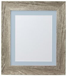 FRAMES BY POST Hygge Picture Photo Frame, Plastic Glass, Grey Ash with Blue Mount, 24 x 20 Inches Image Size 50 x 40 cm