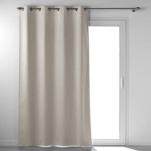 Douceur d'Intérieur, Occultiss Linen Eyelet Curtain 135 x 260 cm 100% Opaque Chambray Plain