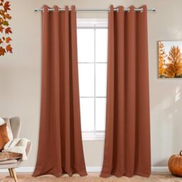 Mrs.Naturall Burnt Orange Blackout Curtains 96 Inches Long 2 Panel Set,Fall Decorative Hippie Bohemain Curtains for Living Room 96 Inch Length