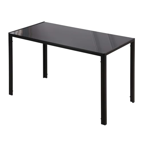 HOMCOM Dining Table for 4 People, Glass Kitchen Table with Tempered Glass Tabletop and Steel Legs for Dining Room (Chairs Not Included)