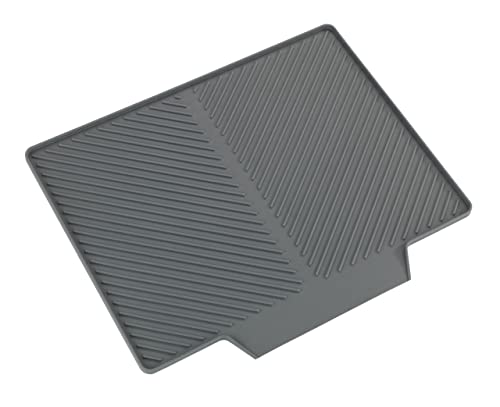 WENKO Nelia Maxi Sink Organizer, Grey Rubber Drying Mat with Grooved Structure, 34 x 3 x 40 cm