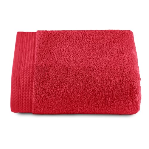 RIZO Top Towel - Set of 1 Shower Towel - Bath Towels - 100% Combed Cotton - 600 g/m2 - Measure 70 x 140 cm - Red