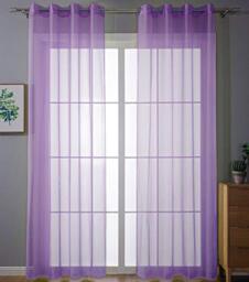 Gardinenbox 203322 Pack of Eyelet Curtains Transparent Curtain Set Living Room Voile Eyelet Curtain Lead Tape Closure H x W 225 x 140 cm Purple