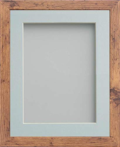 Frame Company Allington Rustic Photo Frame with Light Blue Mount, 10x8 for 7x5 inch, fitted with perspex