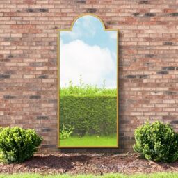 "MirrorOutlet The Genestra - Gold Modern Contemporary Leaner and Wall Garden Mirror 75"" X 33"" (190CM X 85CM) Silver Mirror Glass with Black Metal Frame. Landscape or Portrait. Frost Protected Glass"