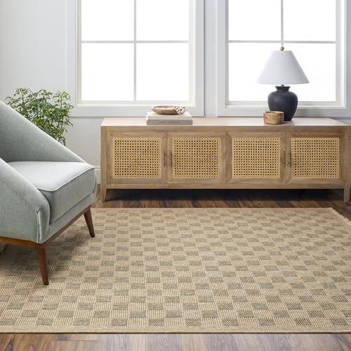 Livabliss Tori Ortaca Indoor Outdoor Floor Covering 200x275 cm – Boho Pattern for Living Room, Dining & Kitchen, Waterproof & Stain-Resistant, Tan & Black
