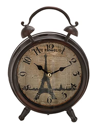 "Deco 79 Metal Table Clock 9"" H, 6"" W-52506, Black, 9 Inches x 6 Inches"