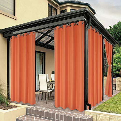 BONZER Waterproof Curtains Indoor Outdoor Thick Privacy Curtains with Grommet for Bedroom Living Room Porch Pergola 1 Piece 84 x 84 Inch Mecca Orange