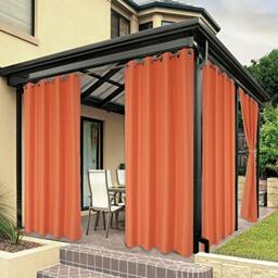BONZER Waterproof Curtains Indoor Outdoor Thick Privacy Curtains with Grommet for Bedroom Living Room Porch Pergola 1 Piece 84 x 84 Inch Mecca Orange