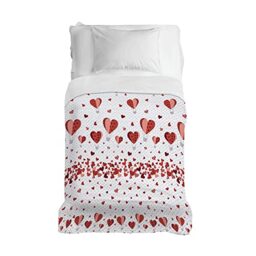 PENSIERI DELICATI Bedspread 220 x 280 cm, Single Sheet 100% Cotton Pique, Ideal as a Furniture Cover, 1 and a Half Bed Blanket, Red Hot Air Balloon, 100% Made in Italy