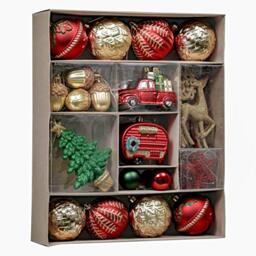 Valery Madelyn Christmas Tree Ornaments Set, 60ct Red Green and Gold Shatterproof Christmas Tree Decorations Bulk, Traditional Country Hanging Ball Ornaments for Xmas Trees Holiday Decor