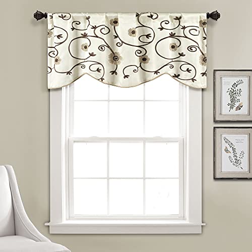 "Lush Decor Royal Garden Window Curtain Valance, 18"" x 42"", Neutral"