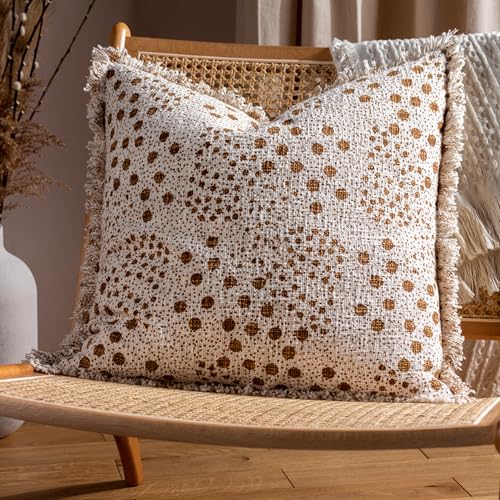 Yard Hara Woven Fringed Cotton Feather Filled Cushion - Twin Pack