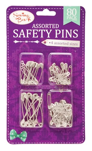 Sewing Box Assorted Silver Safety Pins (80 Pack)
