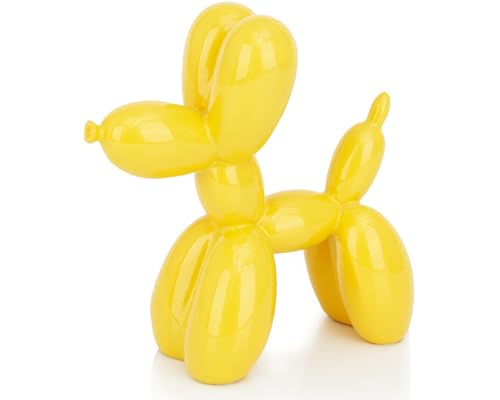 AMOIENSIS Balloon Dog Statue Decor, 4 inch Vibrant Yellow Balloon Dog Animal Sculpture, Small Nick Nacks for Shelf Decor, Small Eclectic Decor Desktop, Shine Balloon Dog