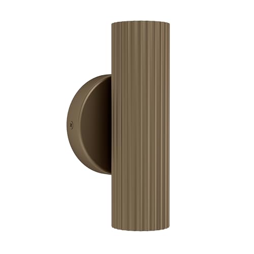 Eglo Bedside wall Light Portillo, Indoor lamp with uplight and Downlight, indirect Bedroom and Living Room Lighting, Bronze Coloured Metal, GU10